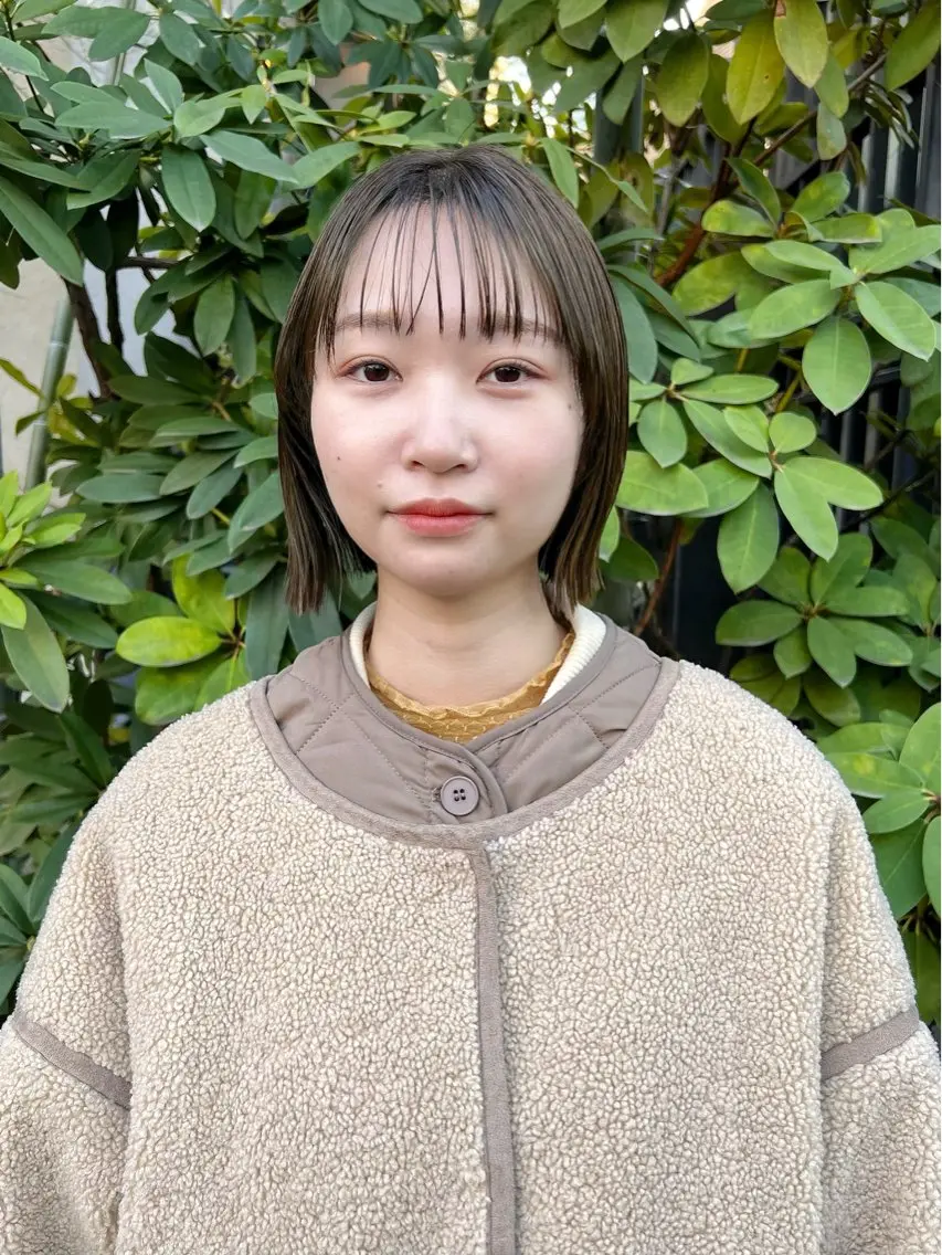 ショート カラー 切りっぱなしボブ ブリーチ ブリーチなしカラー オリーブカラー ボブ メンズヘア/大人男子 /ナチュラルのヘアスタイル