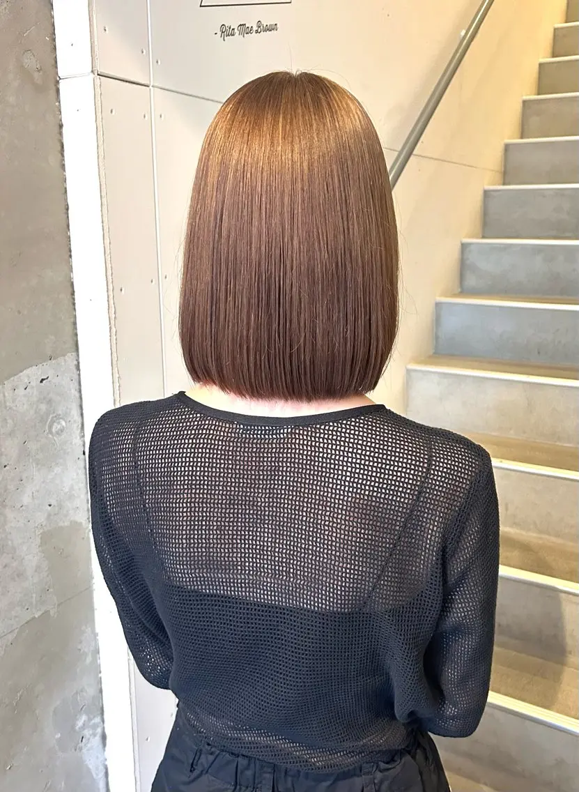 ミディアム ミルクティーブラウン ryo yaのヘアスタイル