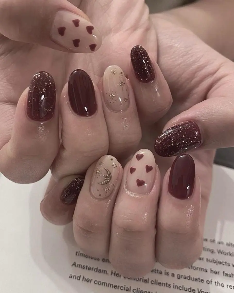 ネイル ハート 持ち込み バレンタイン LISA ANA.CHUOのネイルデザイン