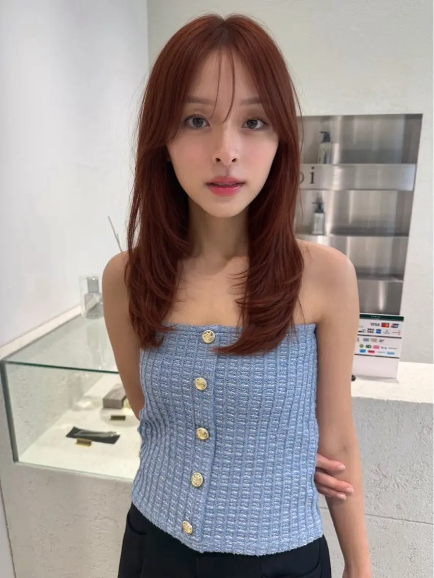 ミディアム カラー ブラウンカラー カシス 透明感カラー レッドカラー レッドブラウン 淺野 真也のヘアスタイル