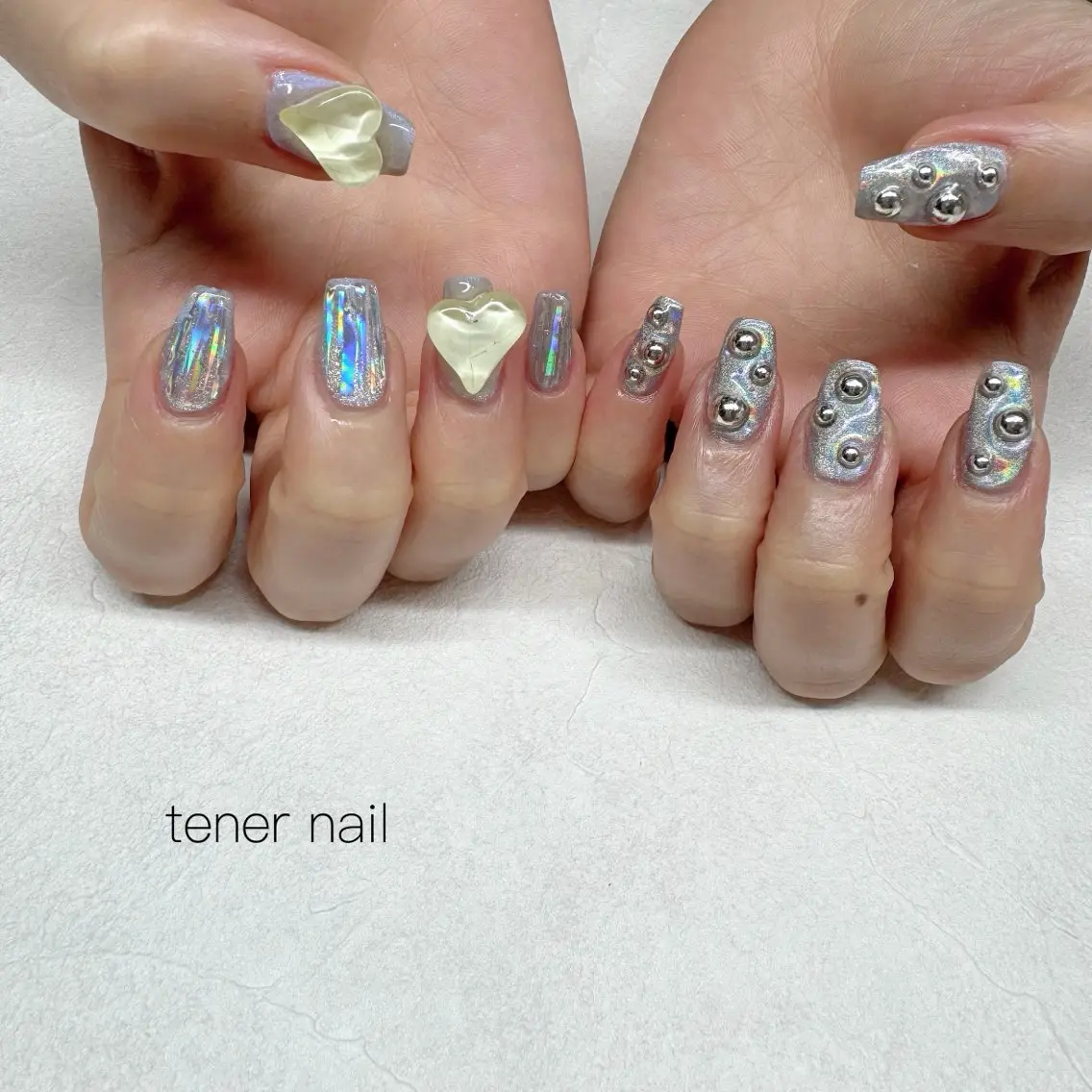 ネイル オーロラネイル ハート ハンドネイル テネルネイル tener nailのネイルデザイン