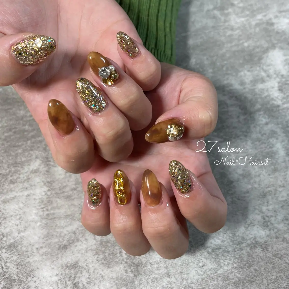 ネイル べっ甲ネイル 27salon yuinaのネイルデザイン