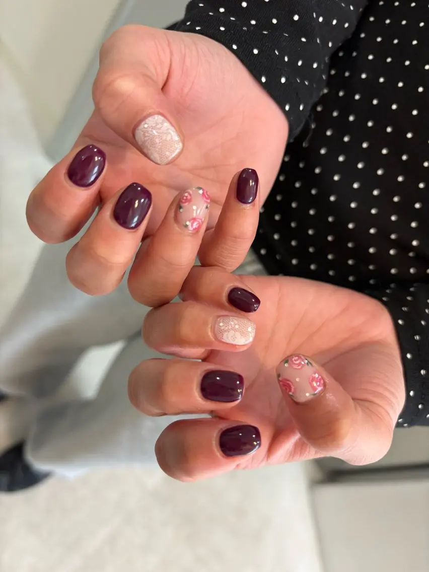 ネイル ハンドネイル Mai :矢場町 ニュアンス🌿アートのネイルデザイン