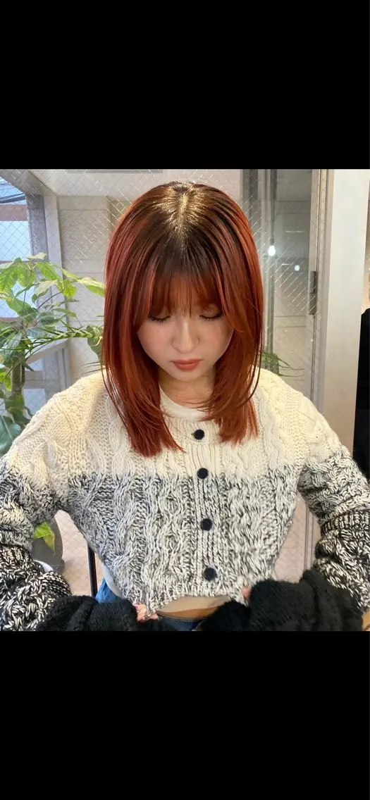 ミディアム カラー ヘアアレンジ オレンジ ウルフカット モデル募集中!ミカのヘアスタイル