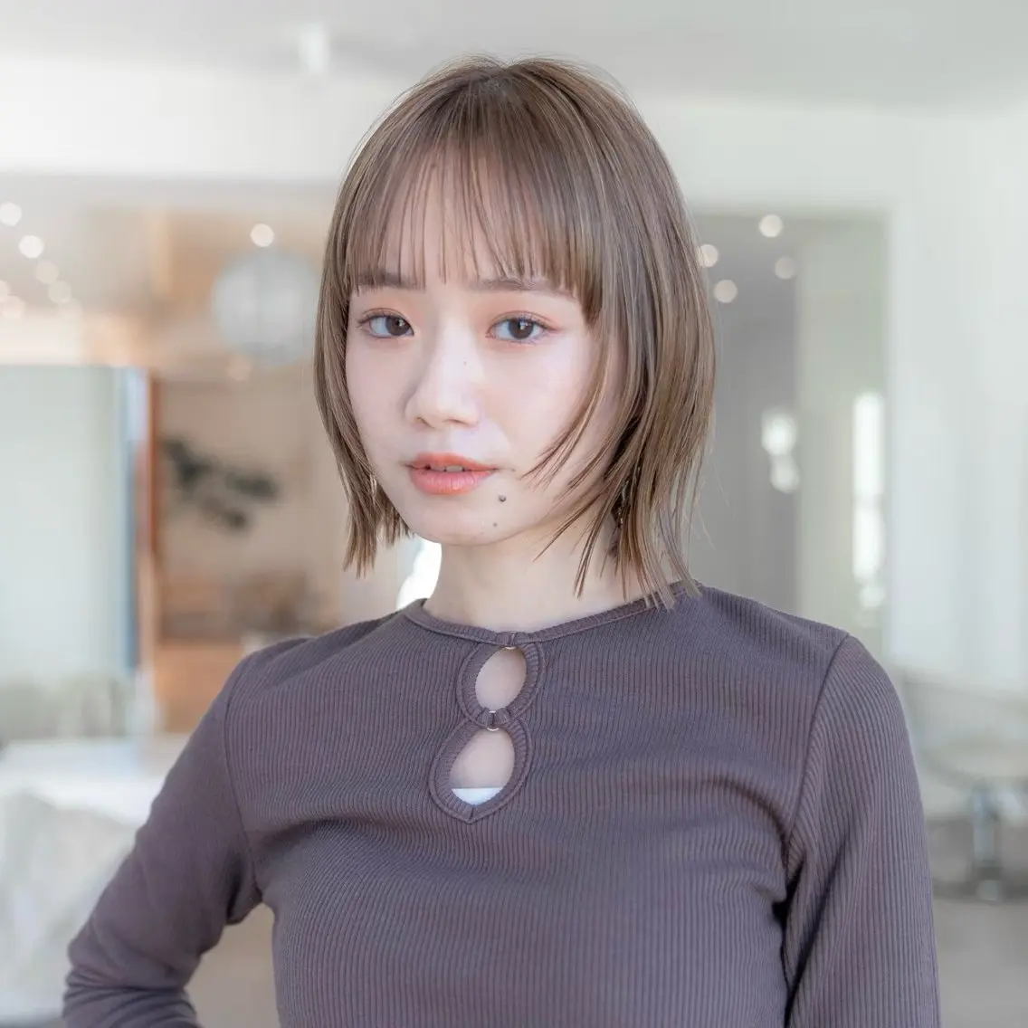 ミディアム ボブレイヤー ボブ 顔まわりレイヤー 顔周りカット ハッシュカット 原宿/韓国/髪質改善 /レイヤー/ボブのヘアスタイル