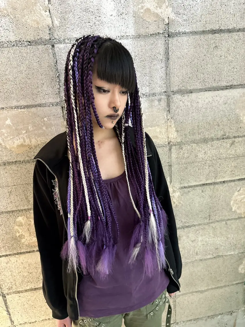 ロング カラー 黒髪 デザインカラー エクステ 🌈派手髪エクステ ブレイズ🌈ひろとのヘアスタイル