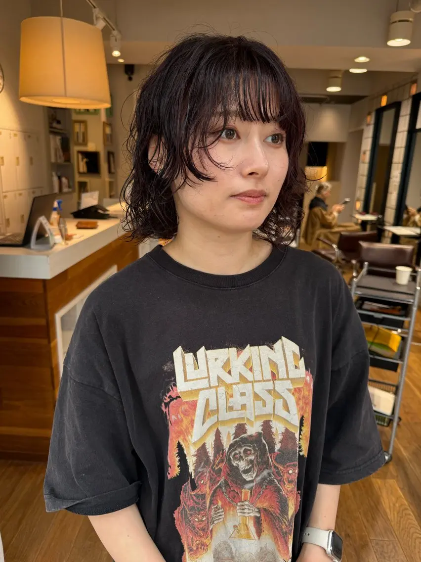 ショート ボブレイヤー ボブ ハイライト 髪質改善 レイヤーカット カット パーマ トリートメント 松本  夏海のヘアスタイル