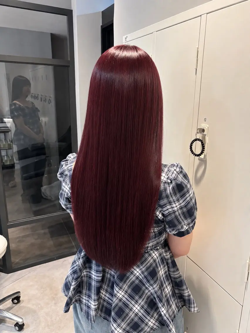 ロング カラー ブリーチ ダブルカラー レッドカラー ヘアカラー nanase /名駅のヘアスタイル
