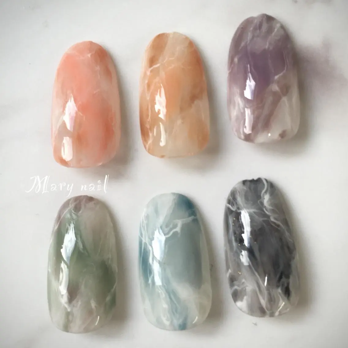 ネイル アートネイル 大理石ネイル(マーブル) ニュアンスネイル Mary nail .narumiのネイルデザイン
