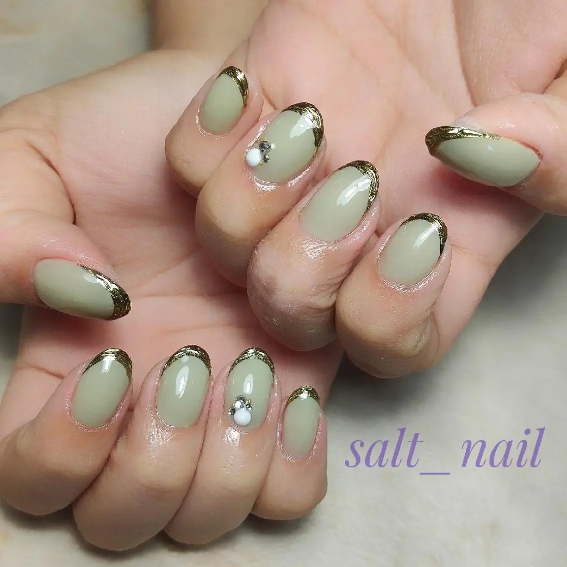 ネイル フレンチネイル ミラーネイル 個人サロン saltnailのネイルデザイン