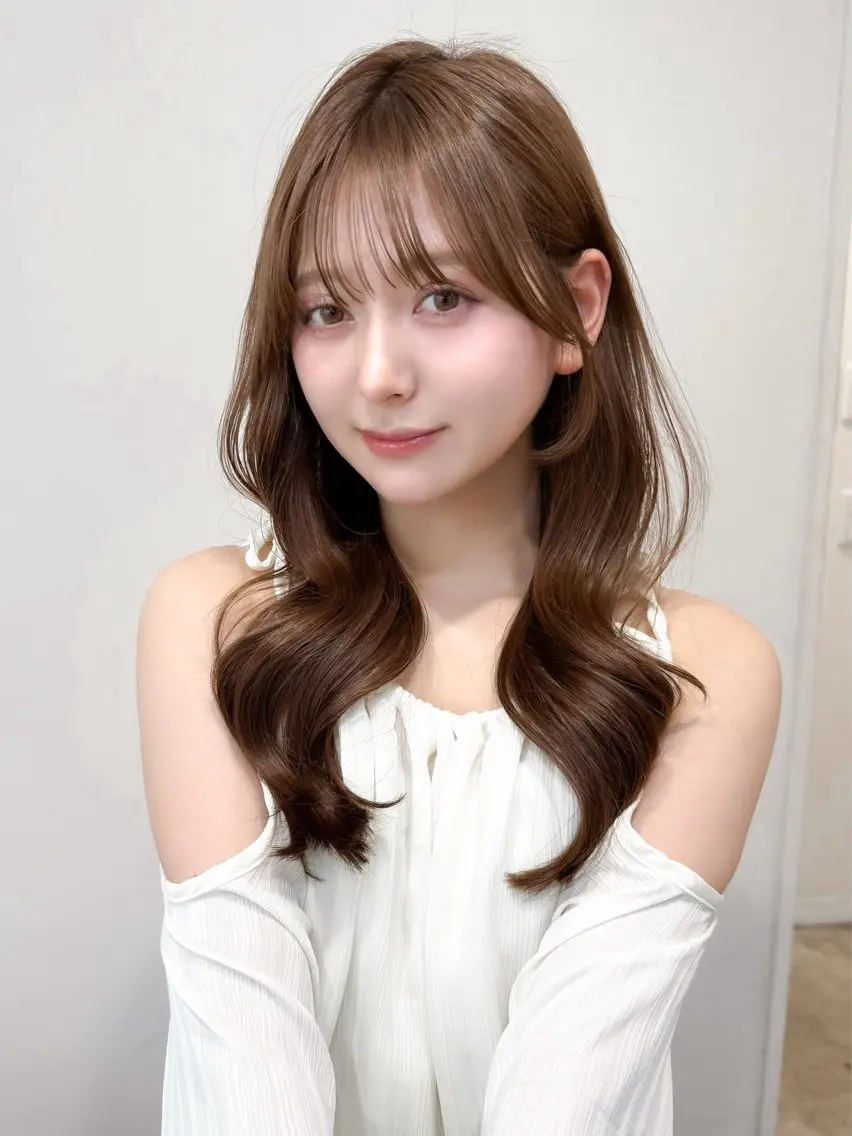 セミロング カラー バレイヤージュ ベージュカラー ブリーチ ケアブリーチ ダブルカラー カット ヘアカラー トリートメント ミディアム/顔周り/ ベージュ🌼mayuのヘアスタイル