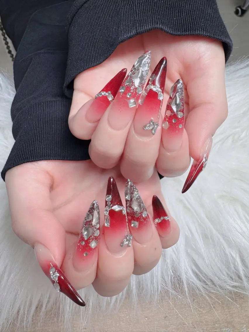 ネイル フレンチネイル ジェルネイル ガラスフレンチ ハロウィン ハート ハンドネイル H.baby Nail Salonのネイルデザイン