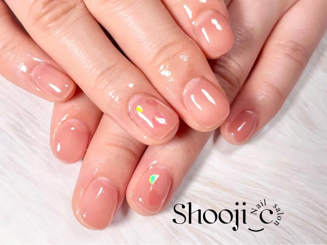 ネイル アートネイル 長さ出し ジェルネイル ハート スカルプネイル Shooji_c Nail salonのネイルデザイン