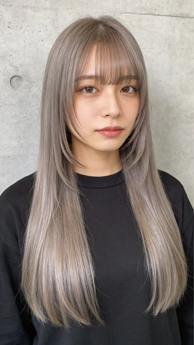 ロング カラー グレージュ ホワイト系はお任せ /ブリーチ/店長岩崎のヘアスタイル