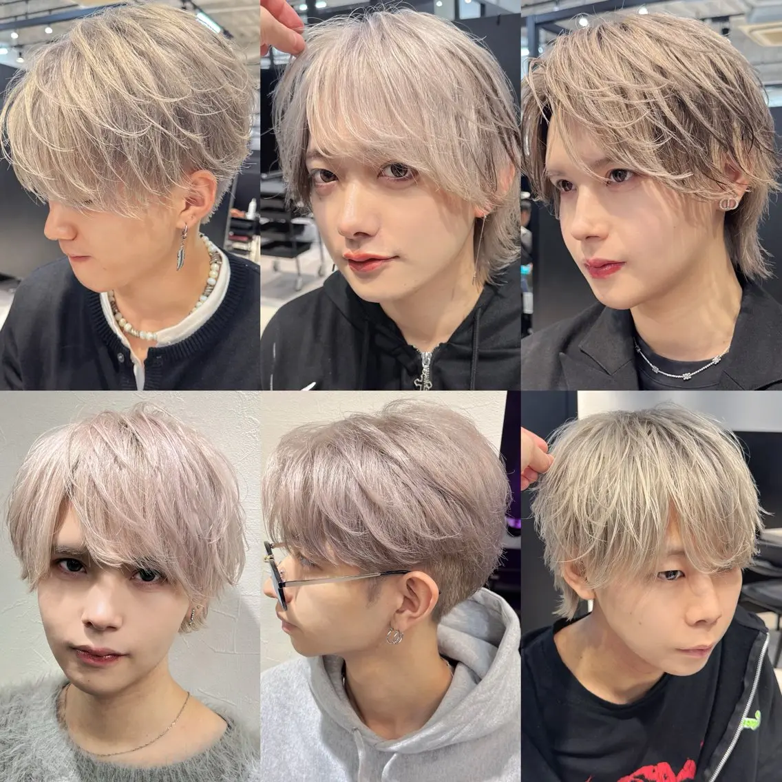 カラー メンズ メンズブリーチ センターパート メンズ就活ヘア マッシュウルフ マッシュ カット ヘアカラー メンズカットカラー 心斎橋/松平和樹のヘアスタイル