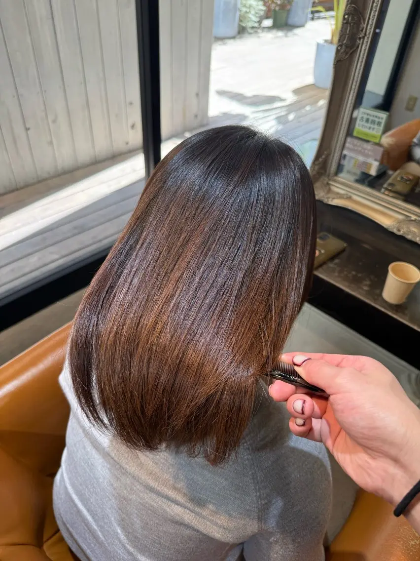 セミロング パーマ 髪質改善&縮毛矯正 カット/soyaのヘアスタイル
