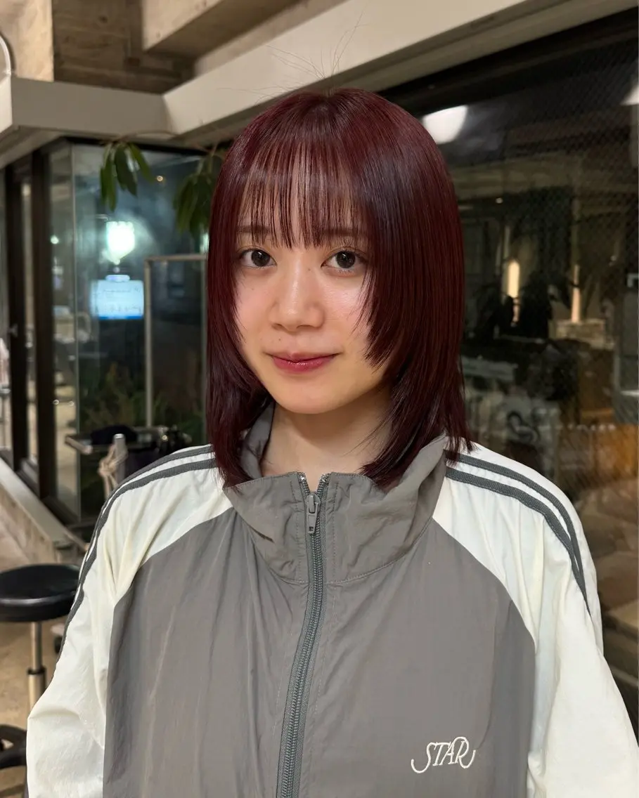 ミディアム カラー レッドカラー カットモデル募集 suzUkaのヘアスタイル