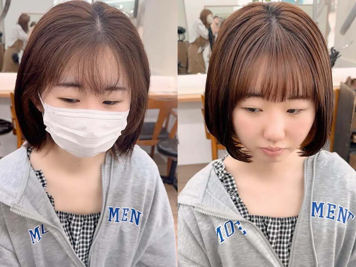 ミディアム カラー パーマ ヘアアレンジ メンズ キッズ ネイル マツエク・マツパ アイブロウ レイヤーカット／ 巻ける縮毛矯正のヘアスタイル