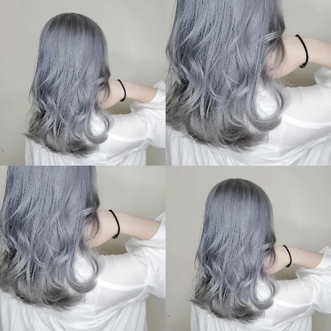 セミロング ヘアカラー ツヤ髪✨縮毛矯正 ハイトーンカラーのヘアスタイル