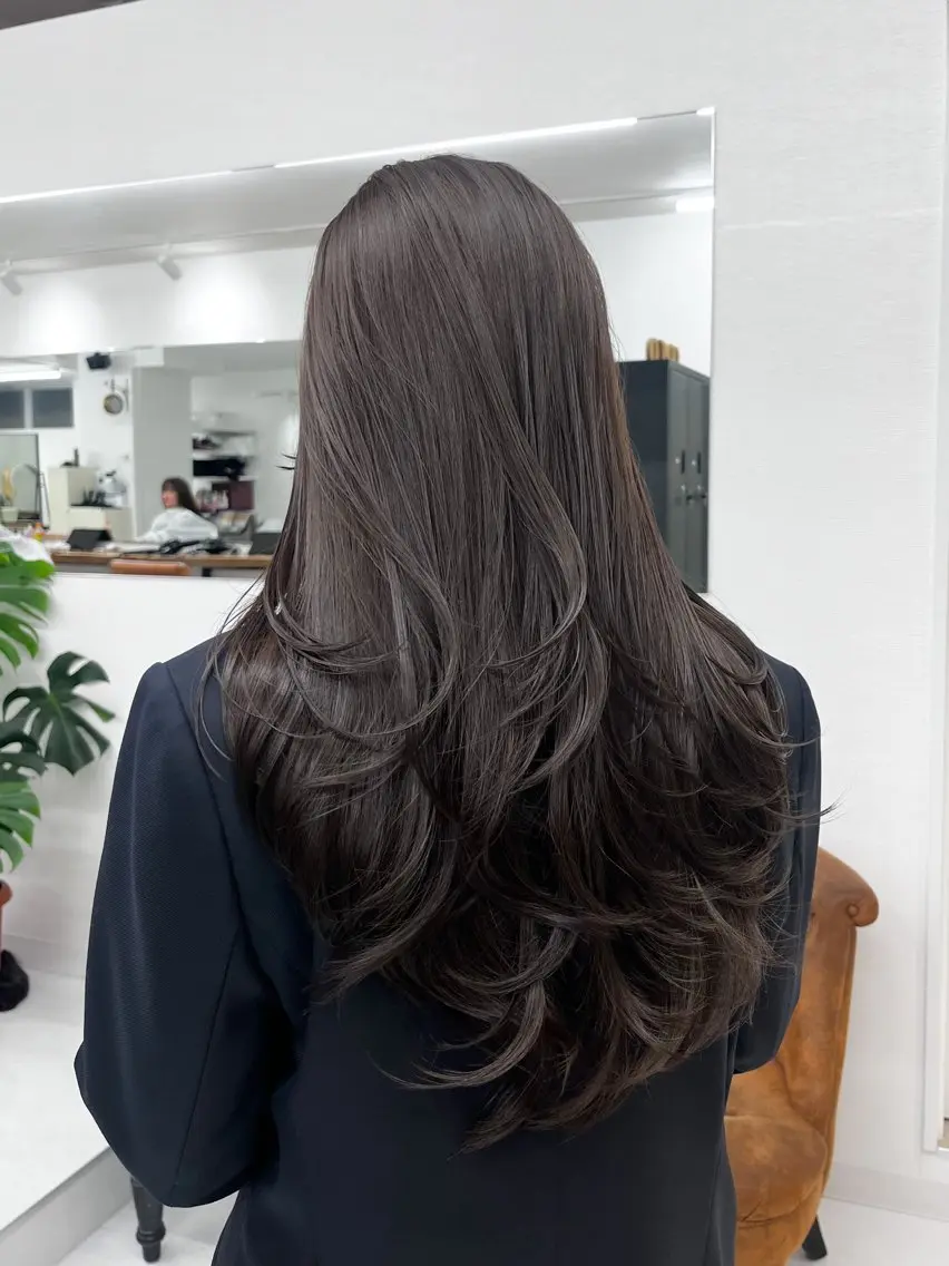 ロング カット ヘアカラー トリートメント レイヤー/韓国ヘア yunaのヘアスタイル