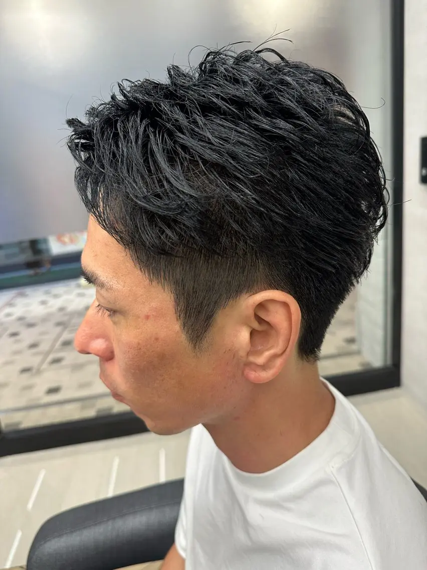 ショート パーマ メンズ メンズパーマ 波巻きパーマ 💈メンズ特化 美容師サキ💈のヘアスタイル