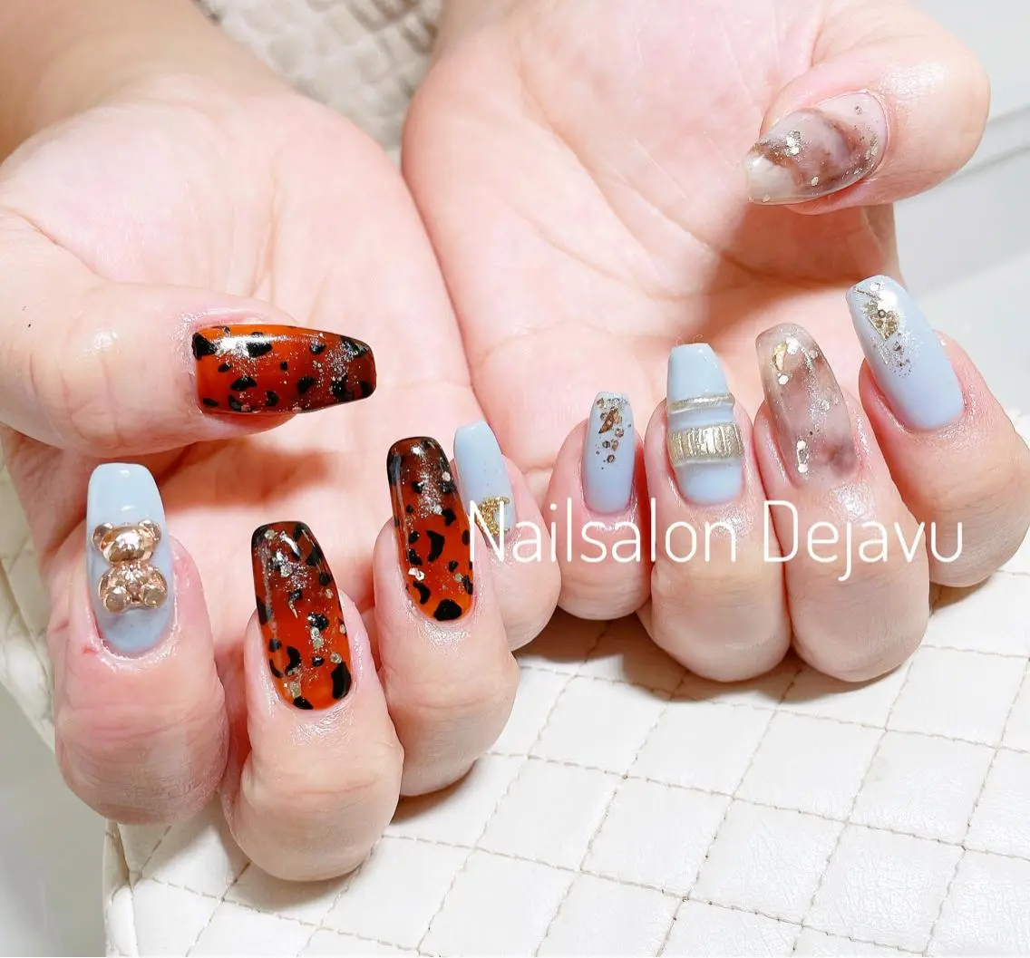 ネイル アニマル柄 アートネイル ジェルネイル ロングネイル Nail salon Dejavu 🌿のネイルデザイン