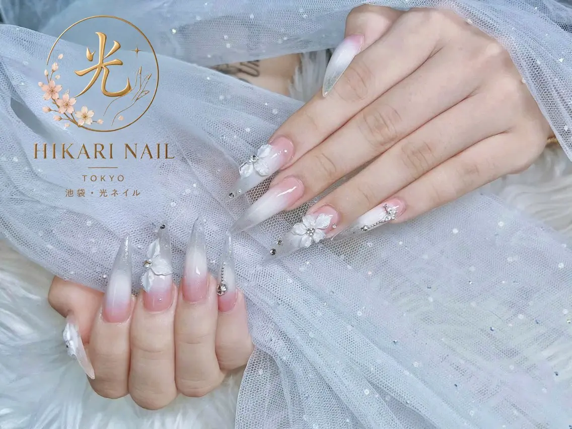 ネイル チークネイル 長さ出し フレンチネイル ガーリー ハロウィン ハンドネイル HikariNail Ikebukuroのネイルデザイン