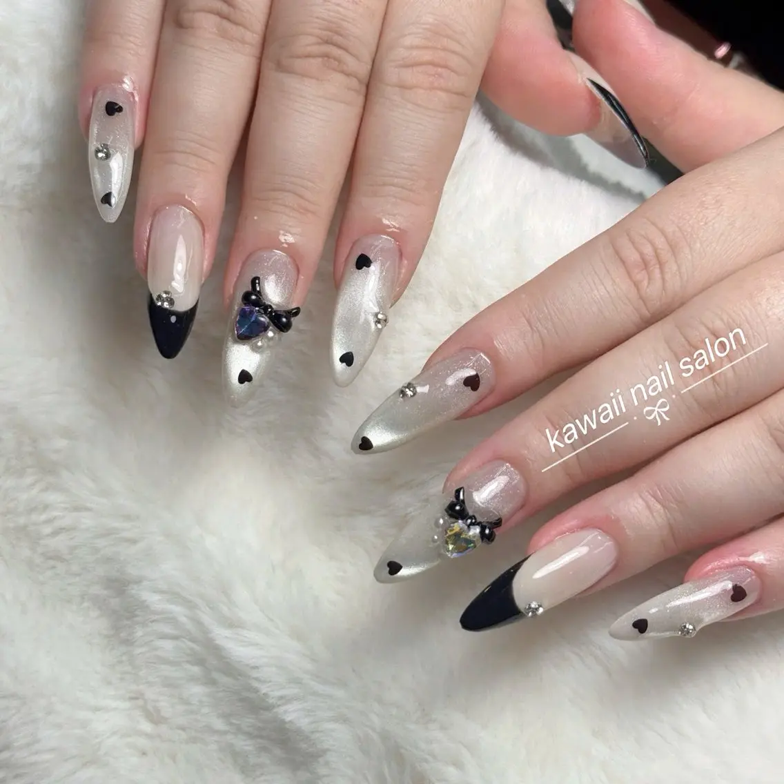 ネイル アニマル柄 長さ出し フレンチネイル グラデーション キラキラネイル Kawaii Nail Salonのネイルデザイン