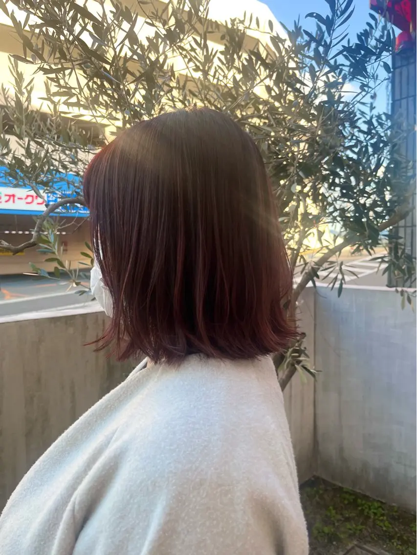 ミディアム カラー ブリーチ ブラウンカラー ブリーチなしカラー ピンクカラー ピンクブラウン 野久保 穂花のヘアスタイル