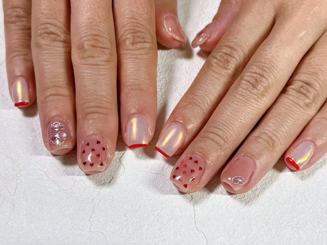ネイル オーロラネイル フットネイル フレンチネイル ジェルネイル マグネットネイル ハンドネイル kiki nail &brow二子玉川のネイルデザイン