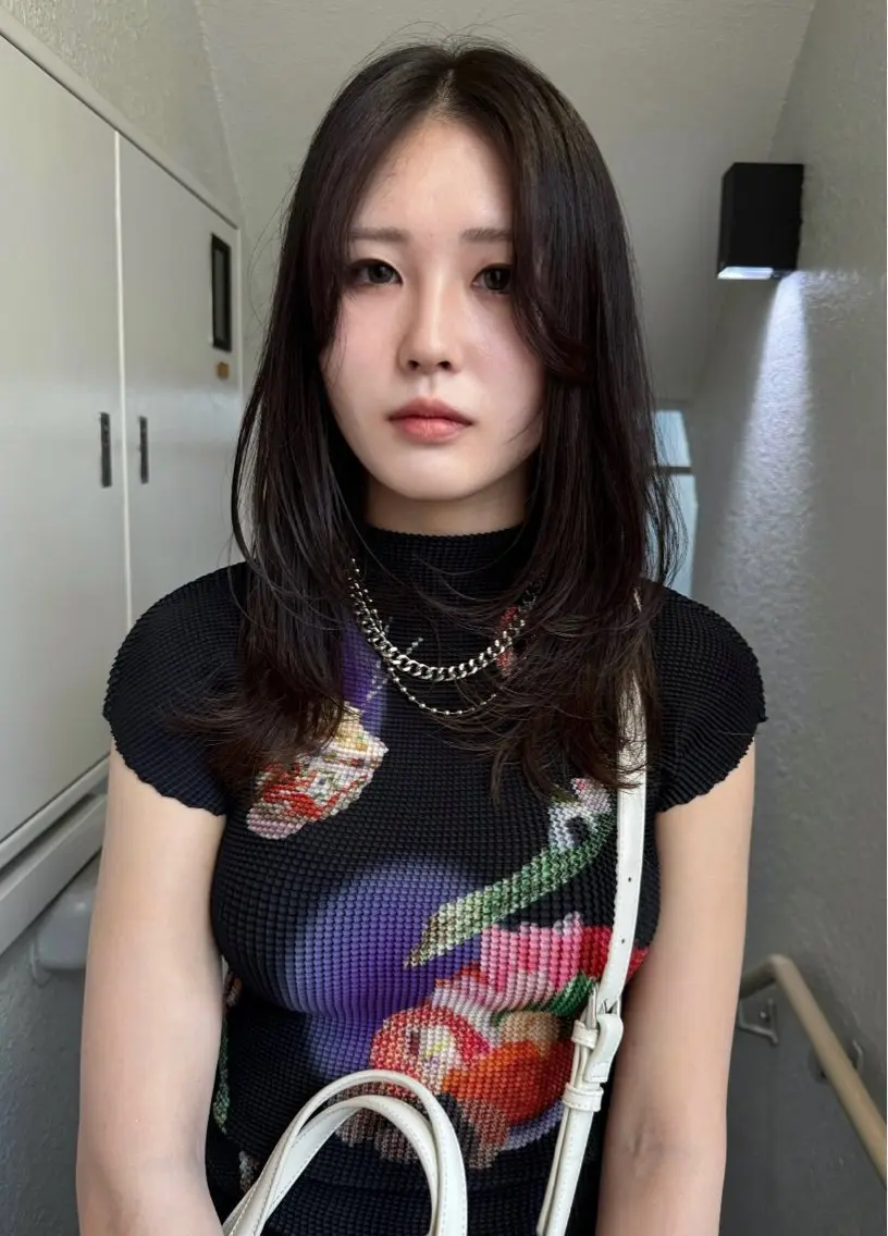 ロング 顔周りカット レイヤーカット カット トリートメント 縮毛矯正/レイヤー /kirara🌼のヘアスタイル