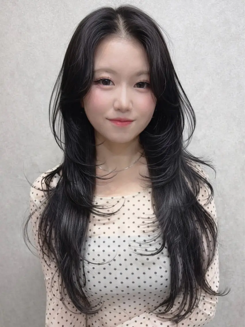 ロング カット ヘアカラー maya🇰🇷韓国 レイヤー/顔まわりのヘアスタイル