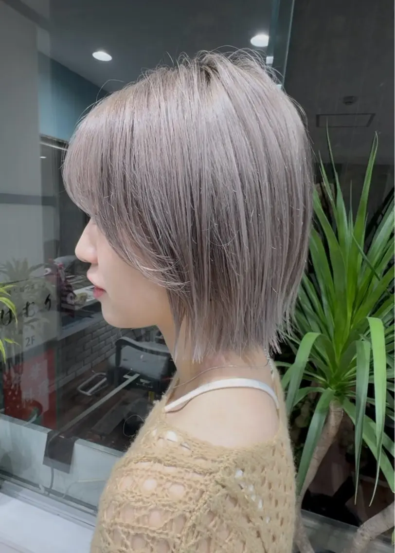 ショート カラー グレージュ ハイトーンカラー シルバー シルバーグレージュ ボブ ハイトーン/ブリーチ /ボブ特化/SOMAのヘアスタイル