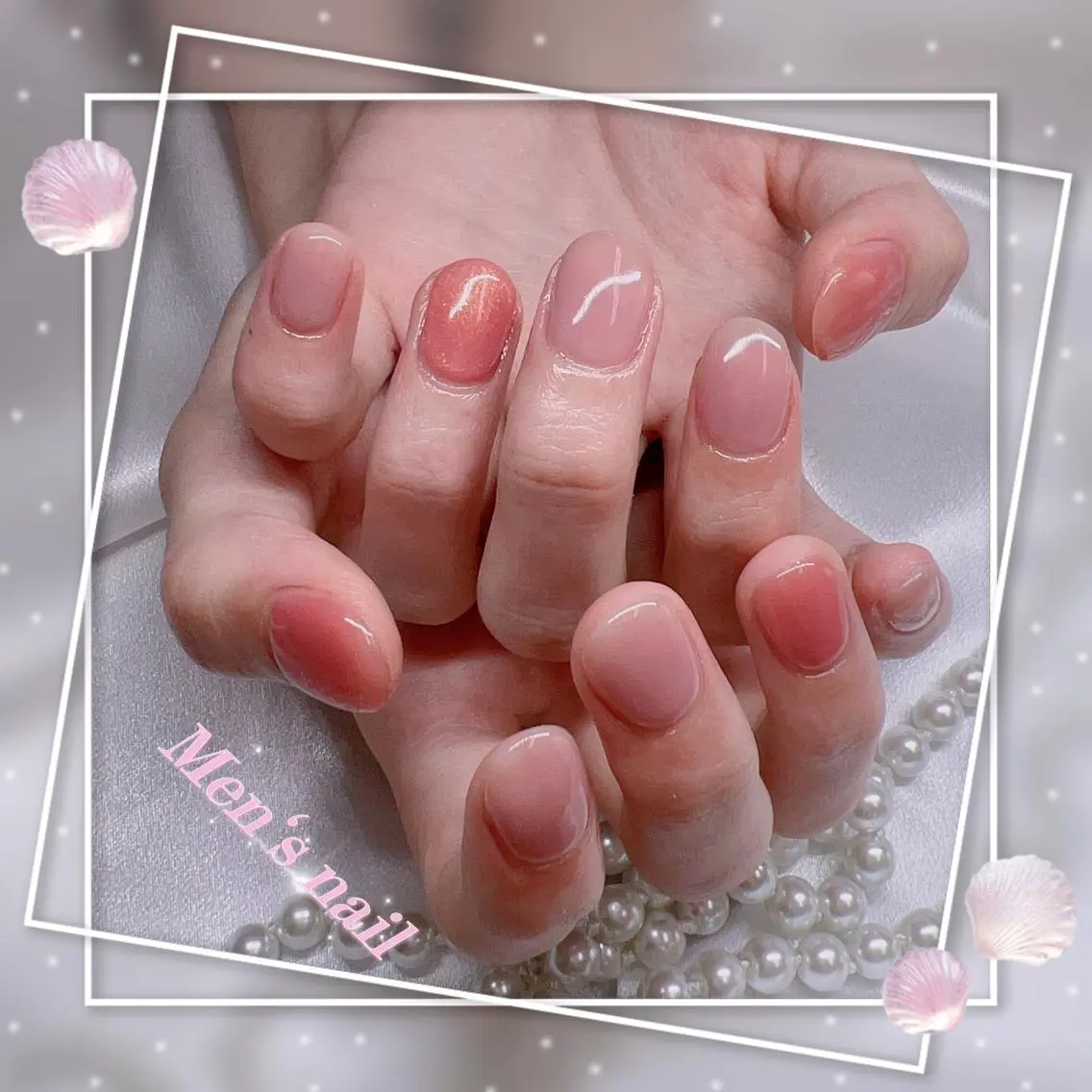 ネイル フレンチネイル キラキラネイル 韓国ネイル マグネットネイル マグネットフレンチ Chill Nailsalonのネイルデザイン