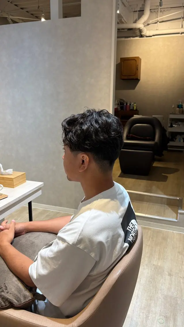 パーマ メンズ オールバック カット パーマ soelいずみ野🌱 高橋のヘアスタイル
