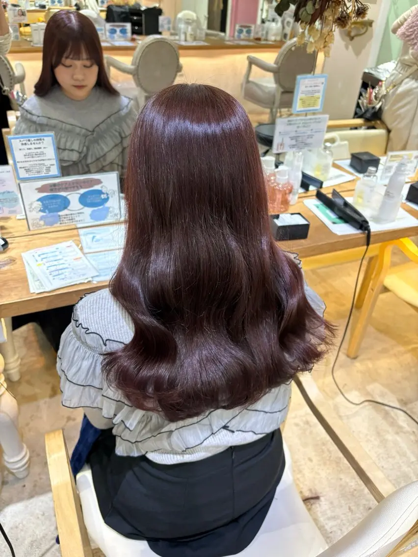 【暖色カラー‼️】ブリーチオンカラー✨️🩷ボブ、ミディアム‼️リタッチのみ✧の写真