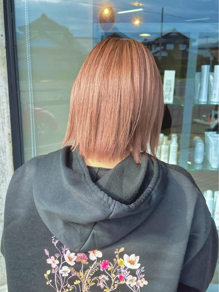 ミディアム カラー ベージュカラー ピンクカラー ピンクベージュ arika オケシ　リョウダイのヘアスタイル