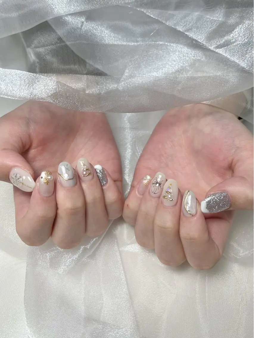 ネイル 冬ネイル クリスマス ハンドネイル rana プライベートサロンのネイルデザイン