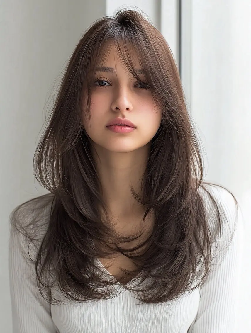 ロング 縮毛矯正 絶対綺麗な暖色カラー 🎯あります✨増渕✨のヘアスタイル