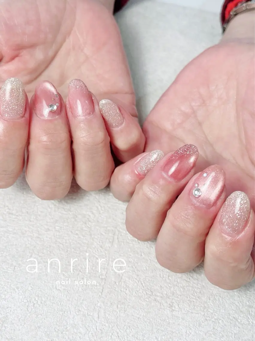 ネイル フラッシュネイル ジェルネイル キラキラネイル マグネットネイル オフィスネイル nailsalon anrireのネイルデザイン