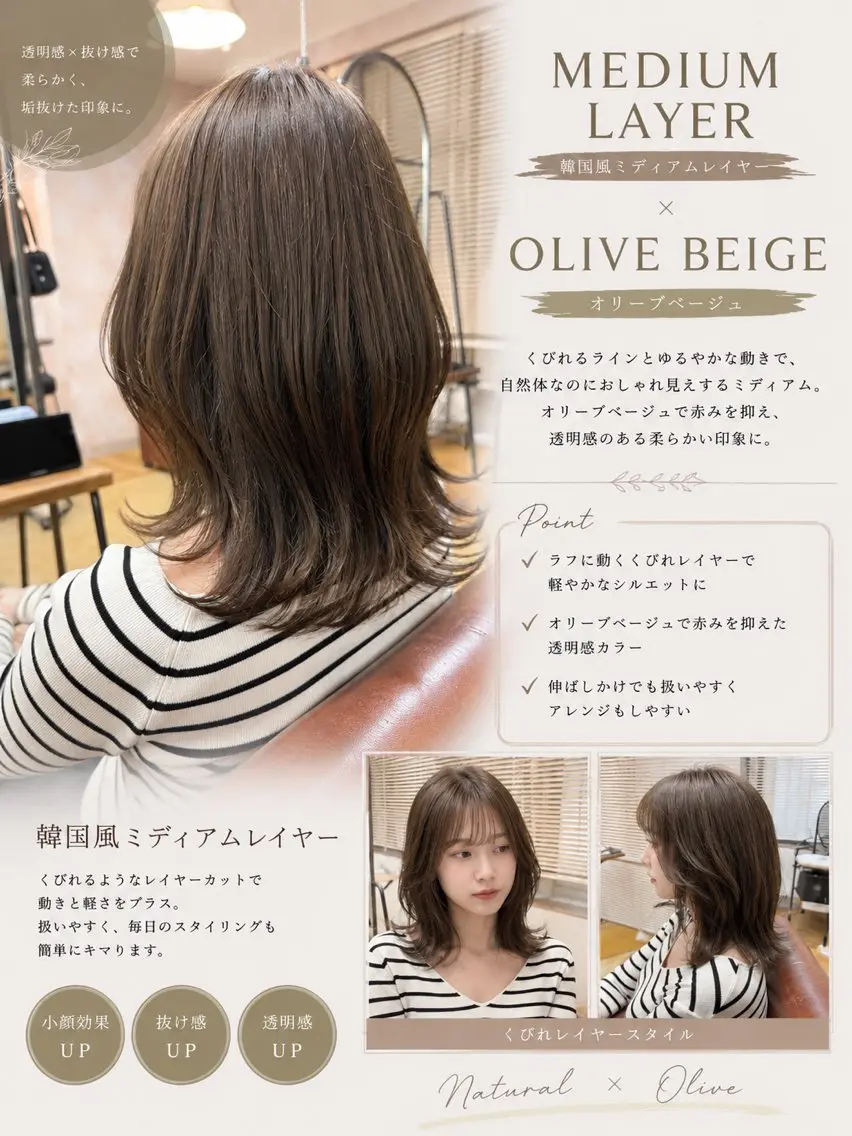 ミディアム カラー カット ヘアカラー トリートメント 【顔まわりレイヤー】 TAIGA🐯のヘアスタイル
