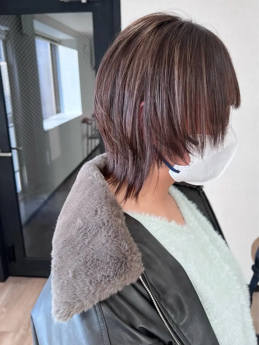 ショート カラー グレージュ ハイライトカラー ハイライト ウルフカット カット ヘアカラー 🌱小顔魅せショート 髪質改善カラー/泉綺のヘアスタイル