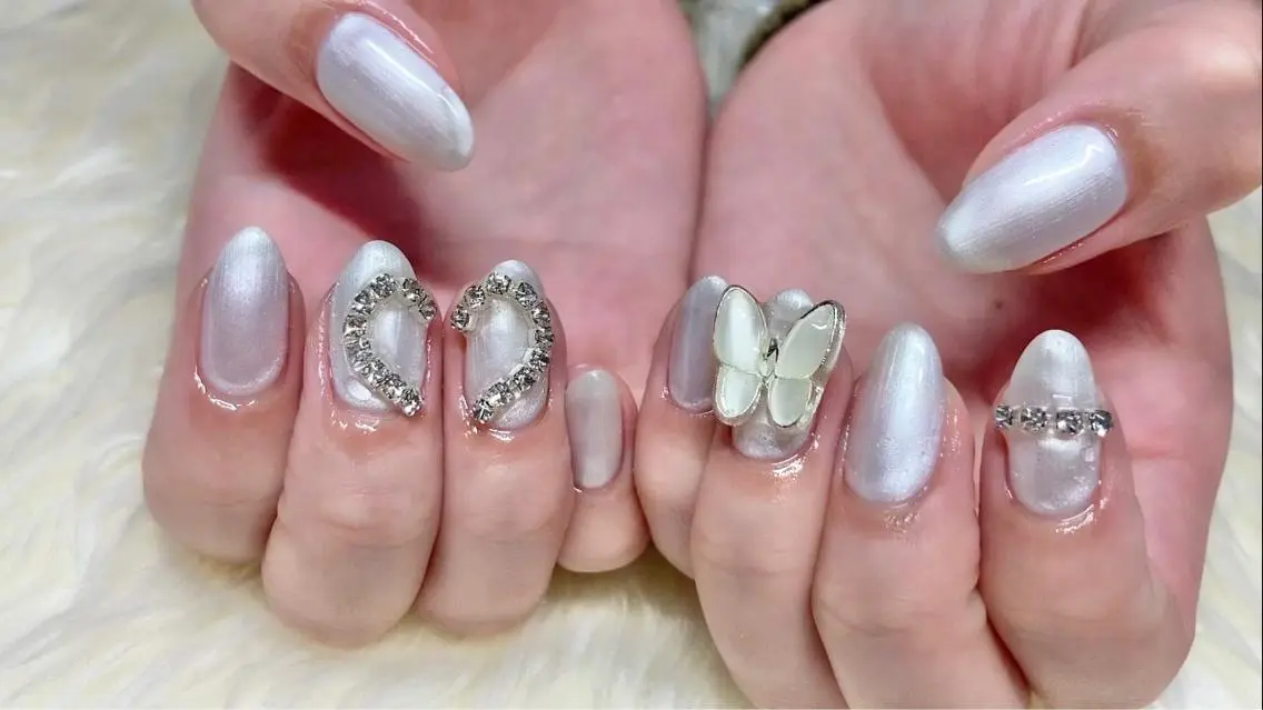 ネイル 長さ出し ジェルネイル ハート 韓国ネイル マグネットネイル ハンドネイル Nail&eye Belire 新宿のネイルデザイン
