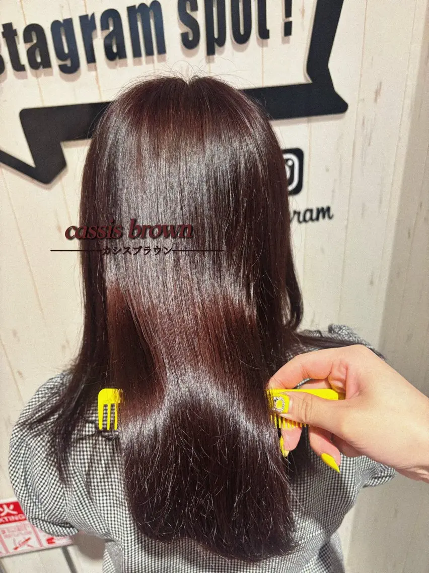ミディアム カラー ブラウンカラー カシス レッドカラー ヘアカラー Agu.hair_ ミナミのヘアスタイル