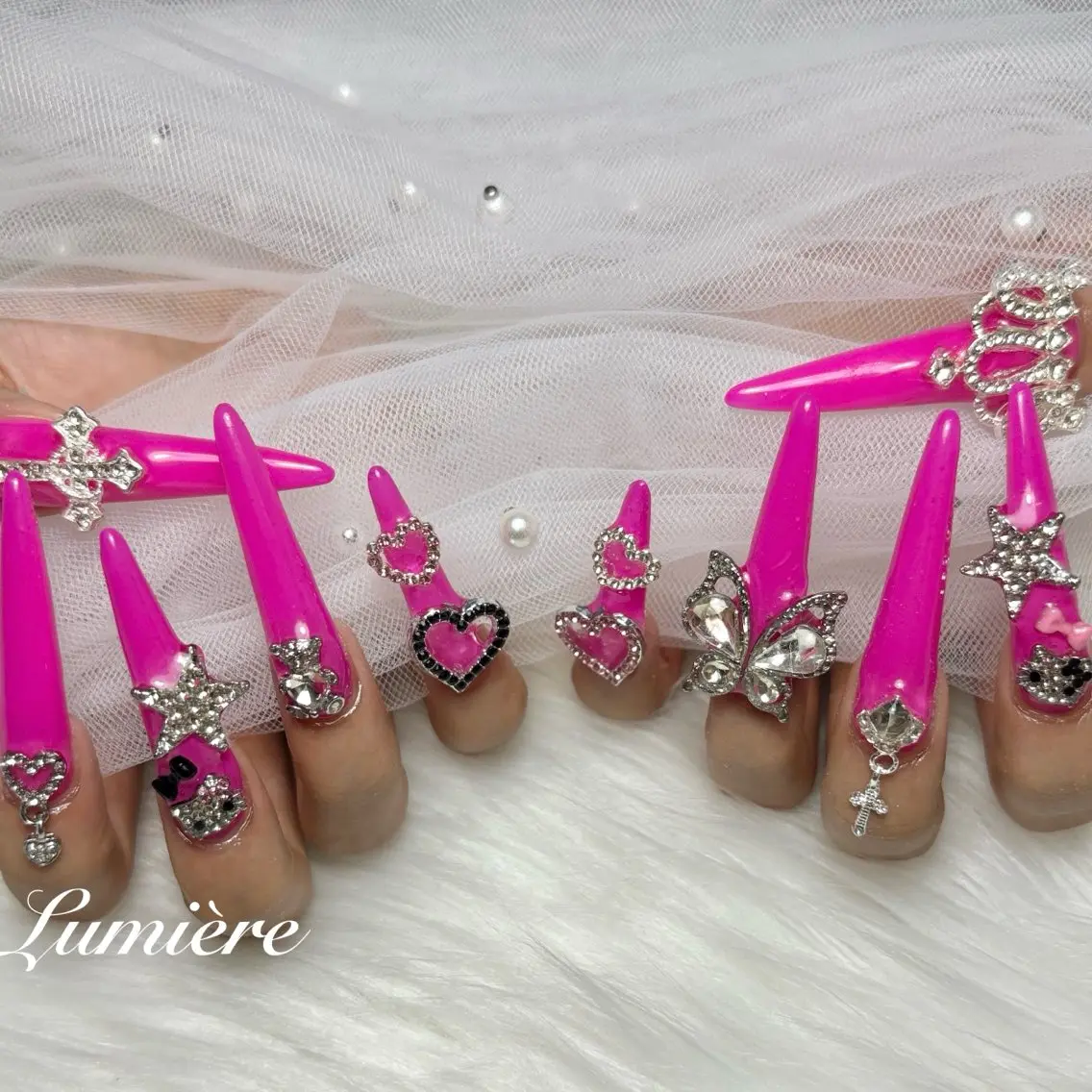 ネイル ロングネイル スーパーロングネイル ハンドネイル Lumière| ロング|ワンホンのネイルデザイン
