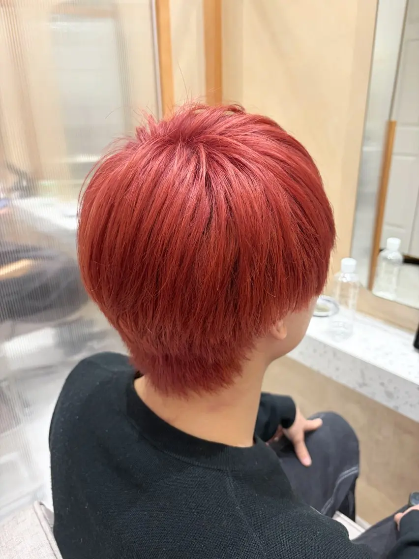 カラー メンズ メンズブリーチ ブリーチ レッドカラー 🫧艶髪ボブ🫧 チカのヘアスタイル