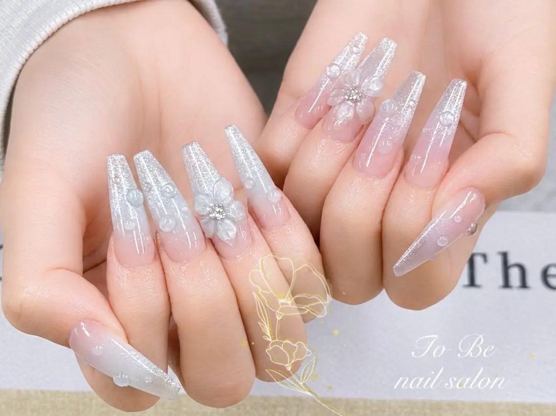 ロング ハンドネイル Nail Salon To Be珈月のネイルデザイン
