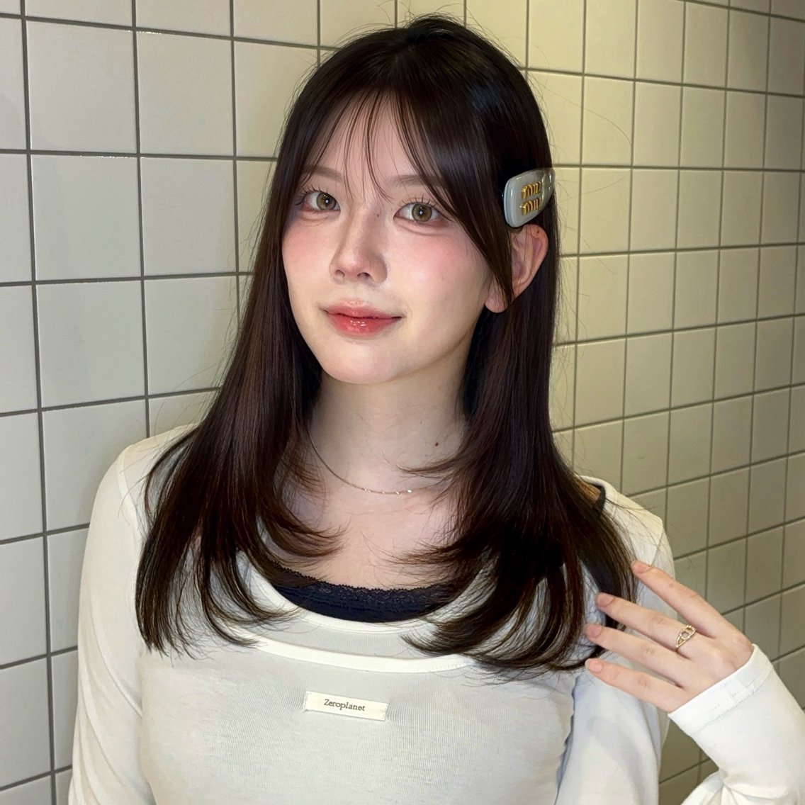 ロング カラー ヘアアレンジ 透明感カラー 韓国風ヘア レイヤーカット ワンホンヘア 韓国ヘア/ワンホン ヘア/Rumiのヘアスタイル
