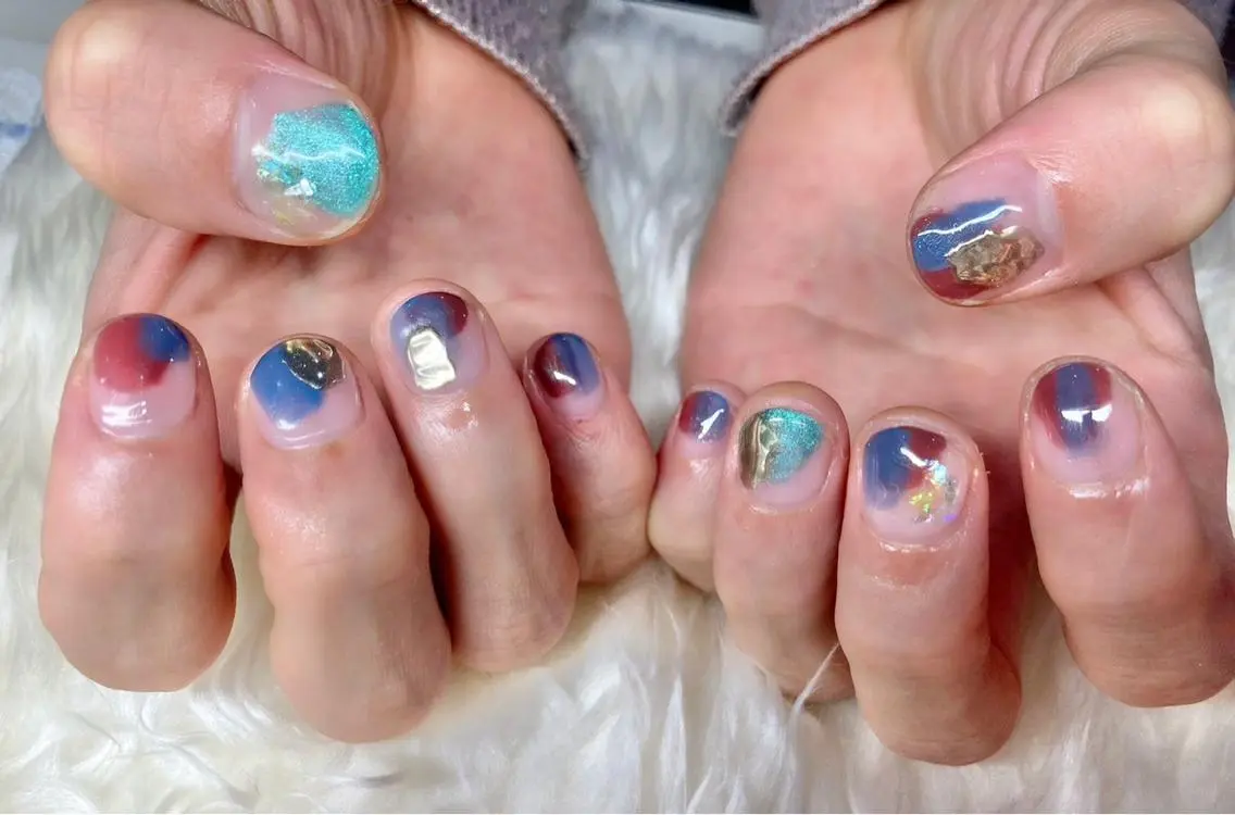 ネイル ジェルネイル メンズネイル ニュアンスネイル パラジェル 冬ネイル Nail&eye Belire 新宿のネイルデザイン