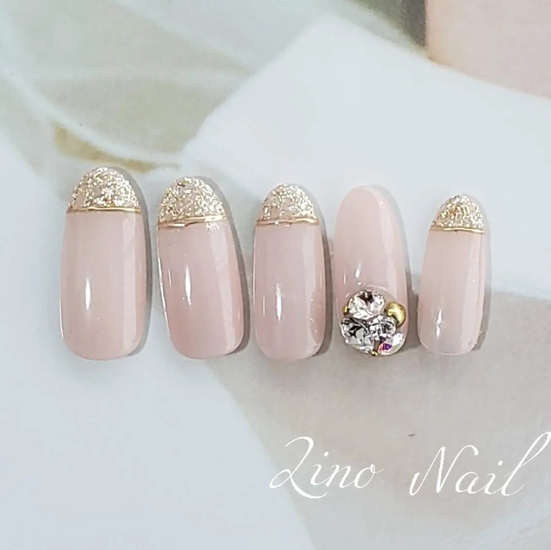 ネイル カジュアル ジェルネイル キラキラネイル ラメ(グリッター) ミラーネイル ハンドネイル Lino Nailのネイルデザイン